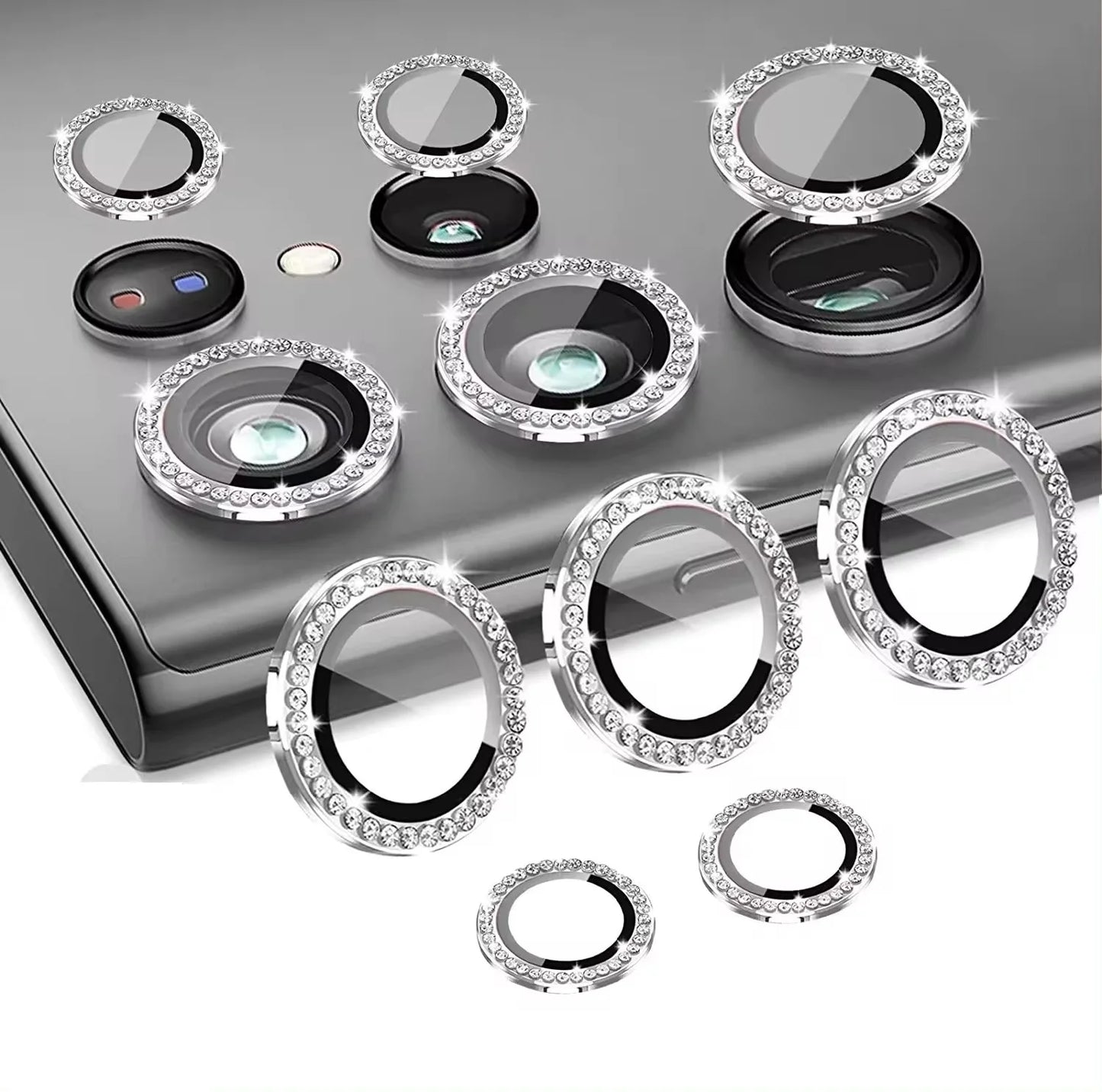 Clearance_Metal Diamond Ring Lens Camera Protector For Samsung Galaxy S22 S23 S24 Ultra For Galaxy S23 S23 Plus Glass Lens Cap_C
