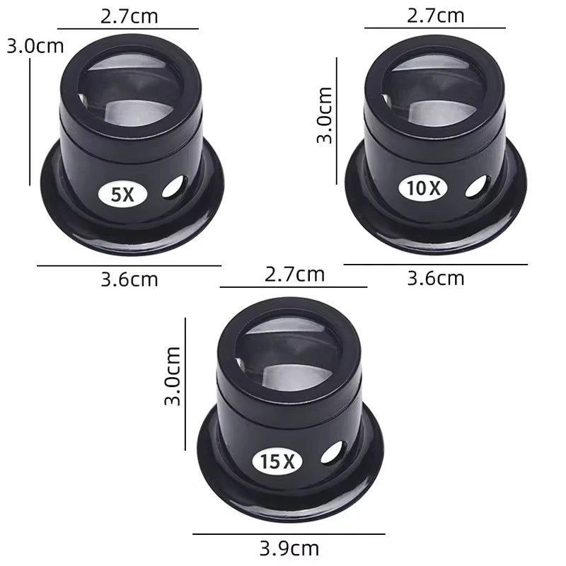 1/Set 5X 10X 15X Magnifying Glass Clip on Magnifier for Watchmaker Jewelry Watch Repair Tools Magnifying glass kit Service tool