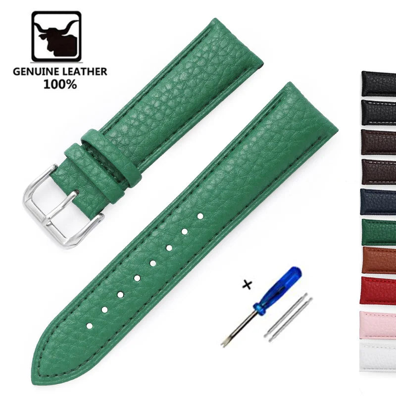 Litchi Pattern Soft Leather Watch Band Bracelet 14mm 16mm 18mm 20mm 22mm Replacement Wrist Straps Watchbands