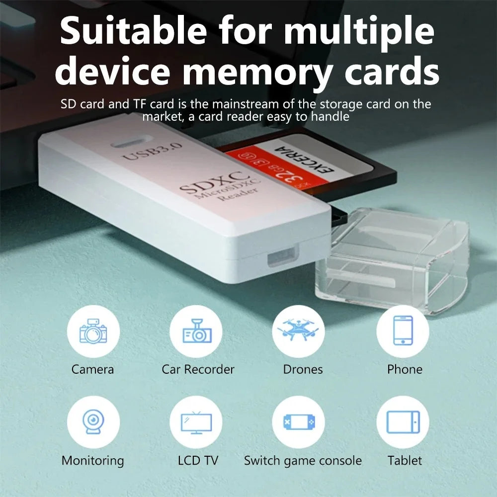 2 IN 1 USB 3.0 /USB 2.0 Card Reader SD TF Card Memory Card Reader High Speed Smart Card reader Adapter For PC Laptop Accessories