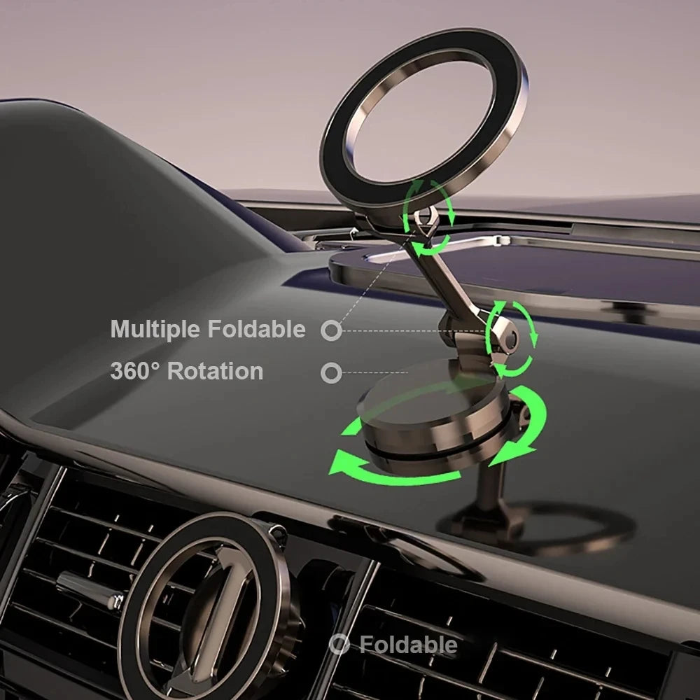 Ultra Strong Magnetic Car Phone Holder All Metal Foldable Mount 360° Rotation for Dashboard Windshield Desk Fits iPhone Android