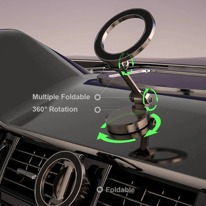 Ultra Strong Magnetic Car Phone Holder All Metal Foldable Mount 360° Rotation for Dashboard Windshield Desk Fits iPhone Android