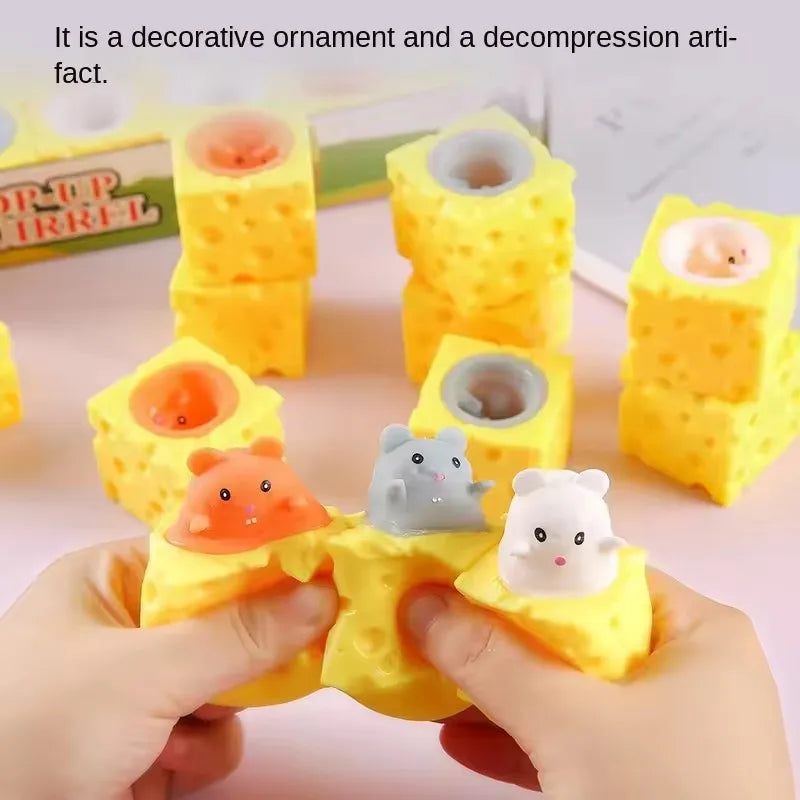 1/3 Pcs Stress-relieving Pet Cheese Mouse Squeezing Squirrel Cup Toys Decompression Fidget Antistress Sensory  Reliefing Gift