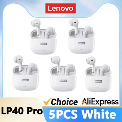 Lenovo LP40 Pro Bluetooth V5.3 Earphones Anti-sweat Lightweight Headphones Compatible With Smart Phone Laptop Computer Earbuds