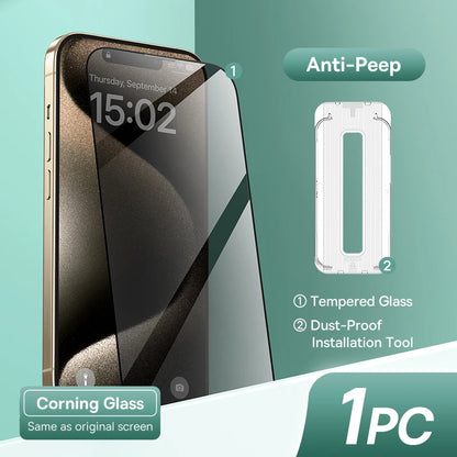 Baseus 0.4mm Corning Tempered Glass for iPhone 17 16 15 14 13 Pro Max Plus Screen Protector Anti-Peeping Auto Installation Film
