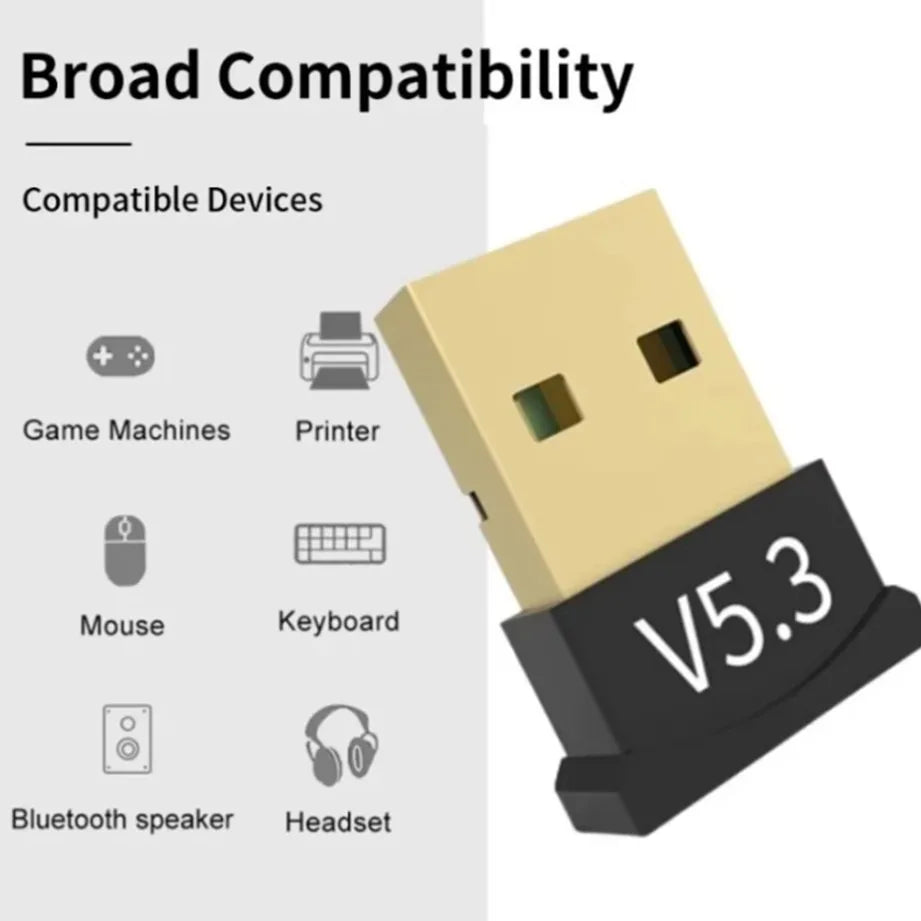 USB Bluetooth 5.3 Adapter for PC Laptop Computer Wireless Dongle Bluetooth Adapter Support Mouse Keyboard Windows 7/8.1/10/11