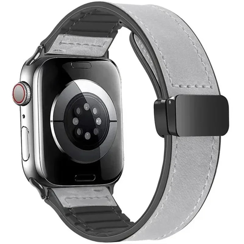 Leather Strap For Apple Watch Band 49mm 44 45 42mm 40 46 38 41mm Magnetic Bracelet Correa Men IWatch Ultra Series 10 9 8 7 SE 6