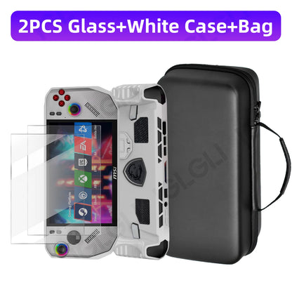 3 in 1 Accessory Kit for MSI Claw A8 BZ2EM Protective Case with Screen Protector Glass and Carrying Bag Travel Storage Cover