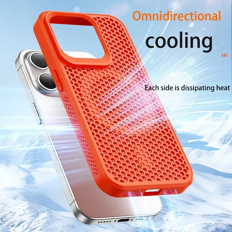 Cooling Heat Dissipation Magsafe Magnetic Phone Case For iPhone 16 14 15 13 12 11 Pro Max Plus Breathable Grid Hard Back Cover