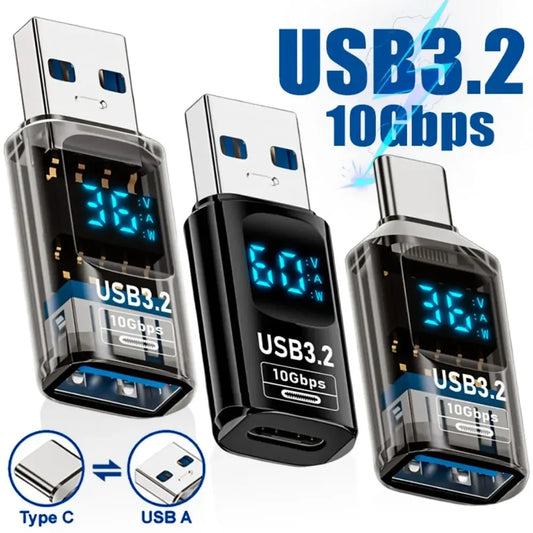 10Gbps USB 3.2 Digital Display Adapter 60W USB Male to Female Fast Charging Data Converter USB C Adapter for PC Laptop iPhone