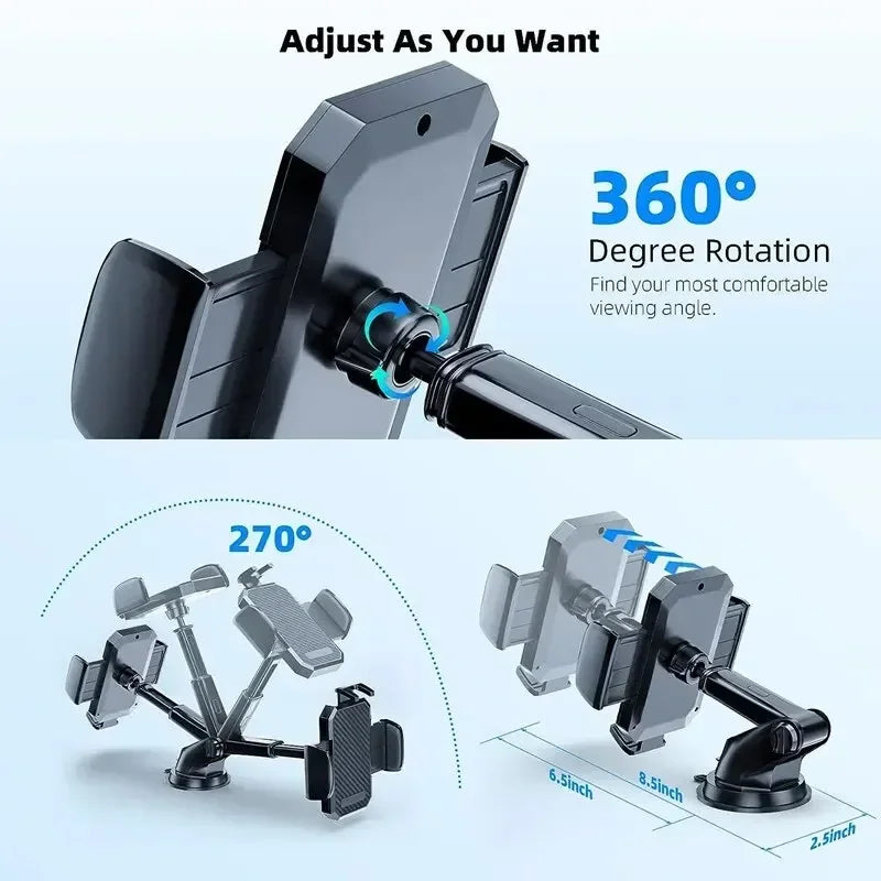 360° Rotatable Stable Car Phone Bracket Universal Windshield Suction Cup & Air Vent Mount Stand Car Phone Holder for Cellphone