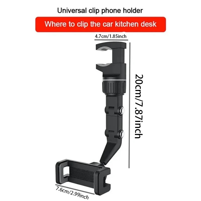 360° Car Rearview Mirror Mount Stand Holder for Cell Phone and GPS Adjusted Automobile Cradles Suitable for All Phone Models