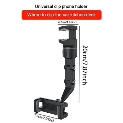 360° Car Rearview Mirror Mount Stand Holder for Cell Phone and GPS Adjusted Automobile Cradles Suitable for All Phone Models
