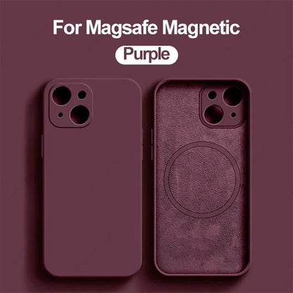 Original Liquid Silicone Magnetic Case For iPhone 11 13 12 14 15 Pro Max Plus For Magsafe Case Wireless Charge Cover Accessories