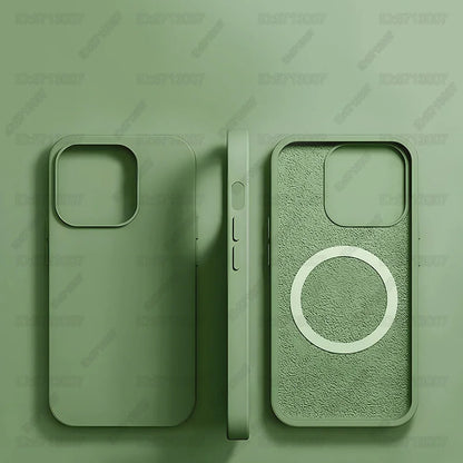 Original Magnetic Liquid Silicone Shockproof Case For iPhone 16 11 12 14 13 15 Pro Max 16 Plus For Magsafe Wireless Charge Cover