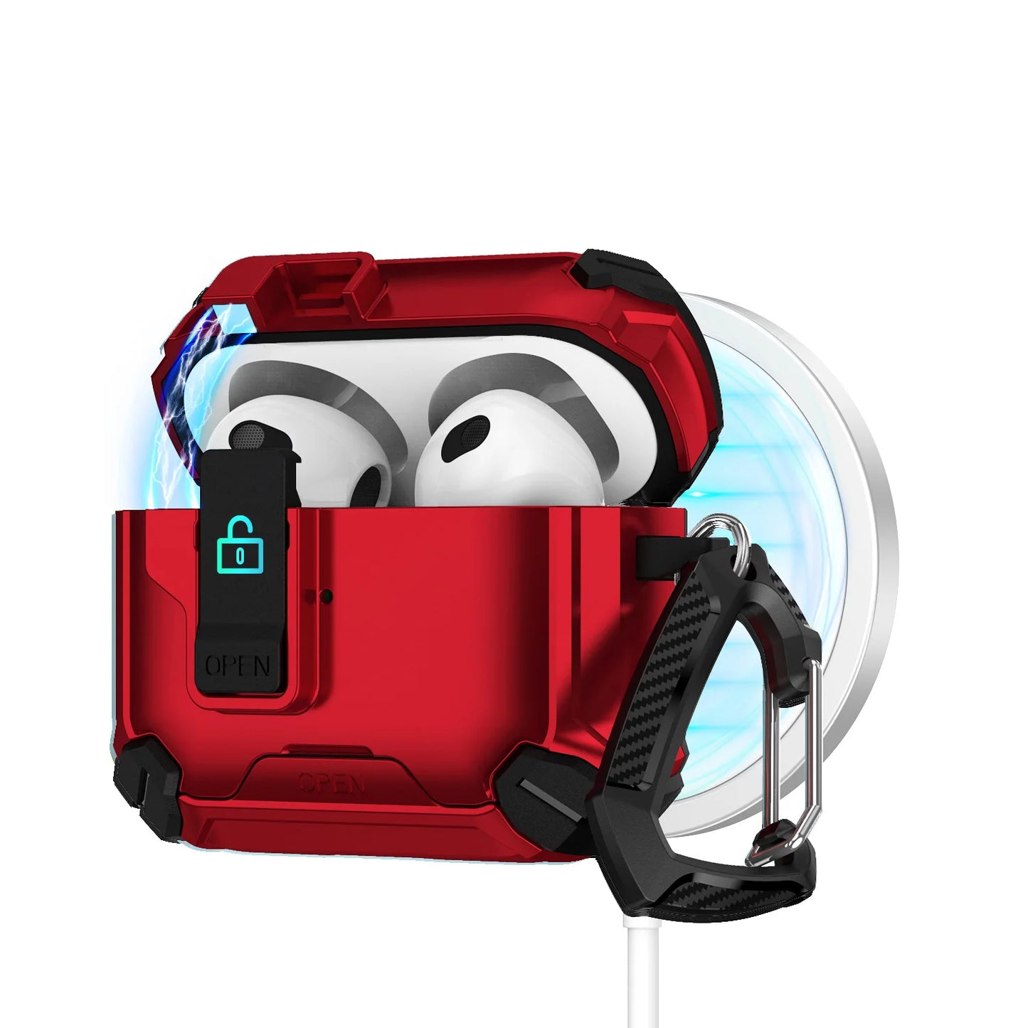 Safety Lock with Magnetic Closure Earphone Case for Airpods Pro 3 & Airpods 1/2/3/4/Pro Elastic Cover Use As Mobile Phone Holder