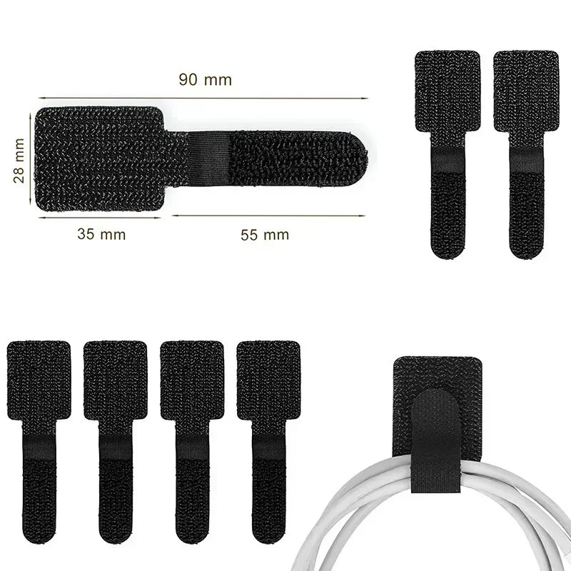 Reusable Cable Organizer Desk Wire Winder Cable Tie Organizer Self Adhesive Cord Rope Holders Cord Protection Straps
