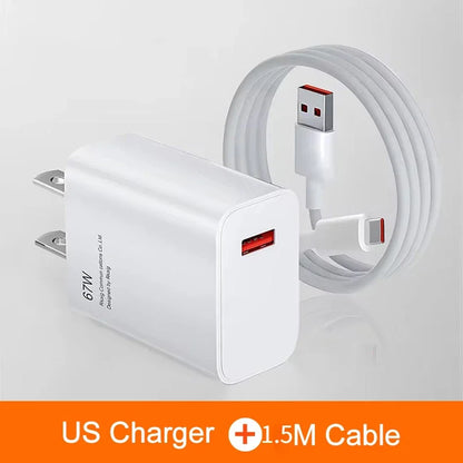 USB Charger 67W Turbo Fast Charge EU US UK Plug Adapter For Poco X6 Pro X5 F5 Mi 14 13 12s Redmi K60 K50 Mobile Phone Chargers