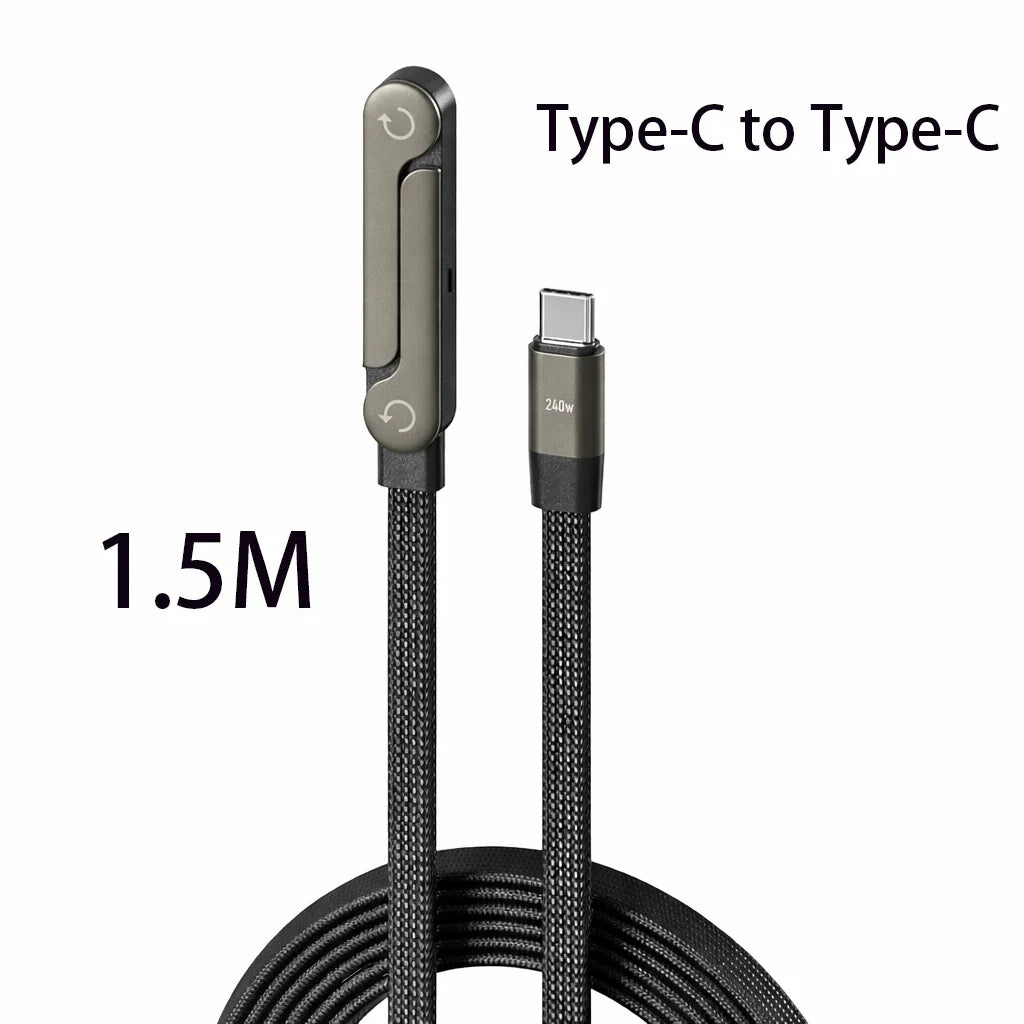 USB C to USB C Cable 240W Fast Charging Right Angle Type C Cable with Foldable Stand 1M 1.5M for iPhone 17 16 Samsung S25 S24