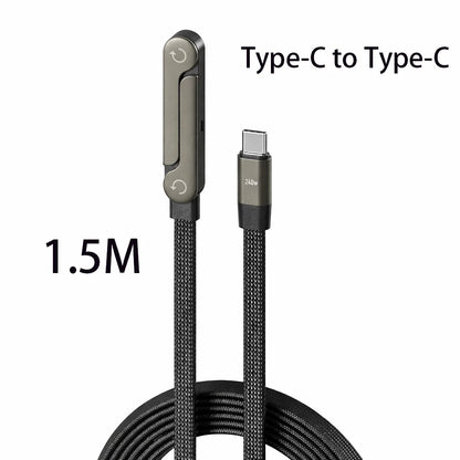 USB C to USB C Cable 240W Fast Charging Right Angle Type C Cable with Foldable Stand 1M 1.5M for iPhone 17 16 Samsung S25 S24