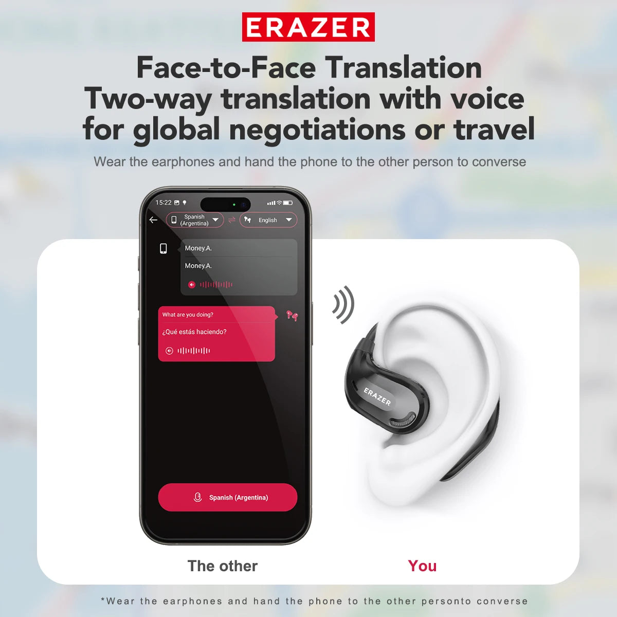 ERAZER XT66PRO Bluetooth Earphones ASMR Headsets DIY APP AI Translator Earbuds Wireless Headphones 13 Hours long life Display
