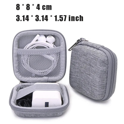 Mini Square EVA Earphone Protective Box Waterproof Digital Charger Headphone Storage Bag USB Data Cable Organizer Carrying Pouch