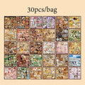 30Pcs/bag Photo Frame Envelope Phone Case Stickers Scrapbooking Journal Stickers Food Sticker Book DIY Handbook Scrapbook