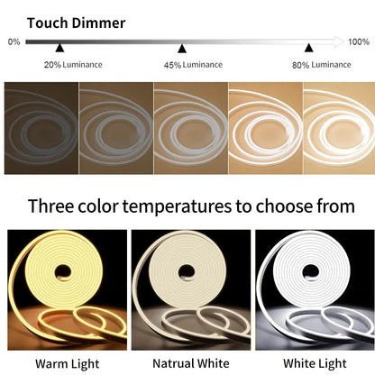 USB 5V Neon LED Strip Light Waterproof Flexible Tape with Hand Sweep Sensor Dimmer Switch for Home Room Decoration Lighting