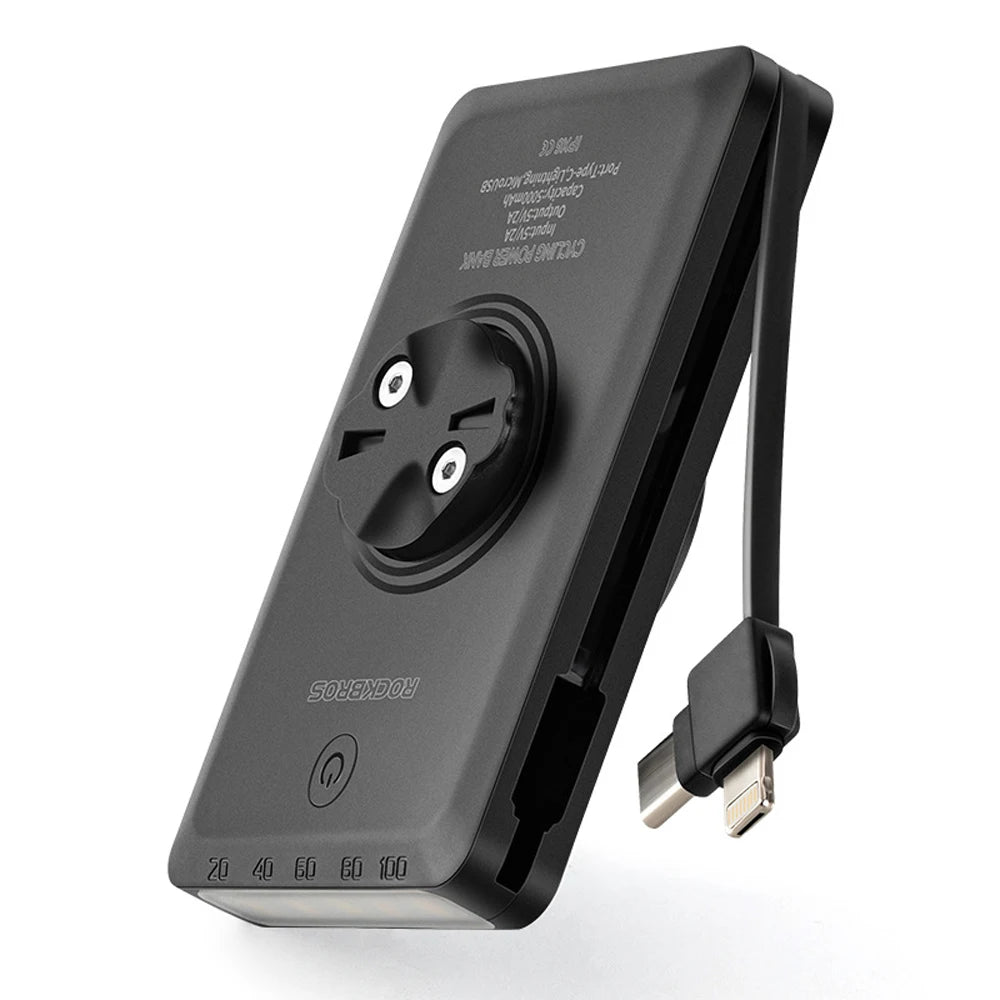 Bike Light Power Bank Multifunctional Large Capacity PowerBank with Recharging Cable Portable Outdoor Cycle Light Recharger