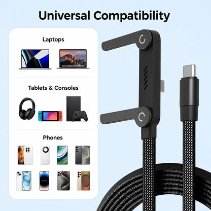 USB C to USB C Cable 240W Fast Charging Right Angle Type C Cable with Foldable Stand 1M 1.5M for iPhone 17 16 Samsung S25 S24
