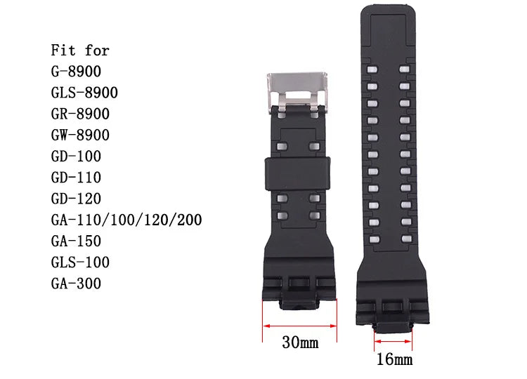 Suitable Brand for Casio G-shock Watch Strap GA100/110/120/GD100/120/GA300/G-8900 Raised 16mm Replacement Watch Straps