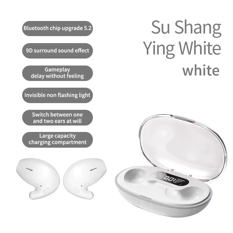 Sleep Wireless Earphone TWS Bluetooth 5.3 Headphones Hidden Earbuds IPX5 Waterproof Noise Reduction Sports Headset