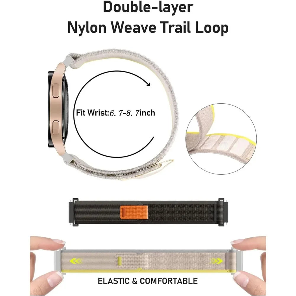 Nylon Band for HaiWei Galaxy Watch 7 6 5 4 40mm 44mm Classic/Active/Gear S3 Frontier 20mm 22mm Sport Loop Strap Amazfit GTS 3 4