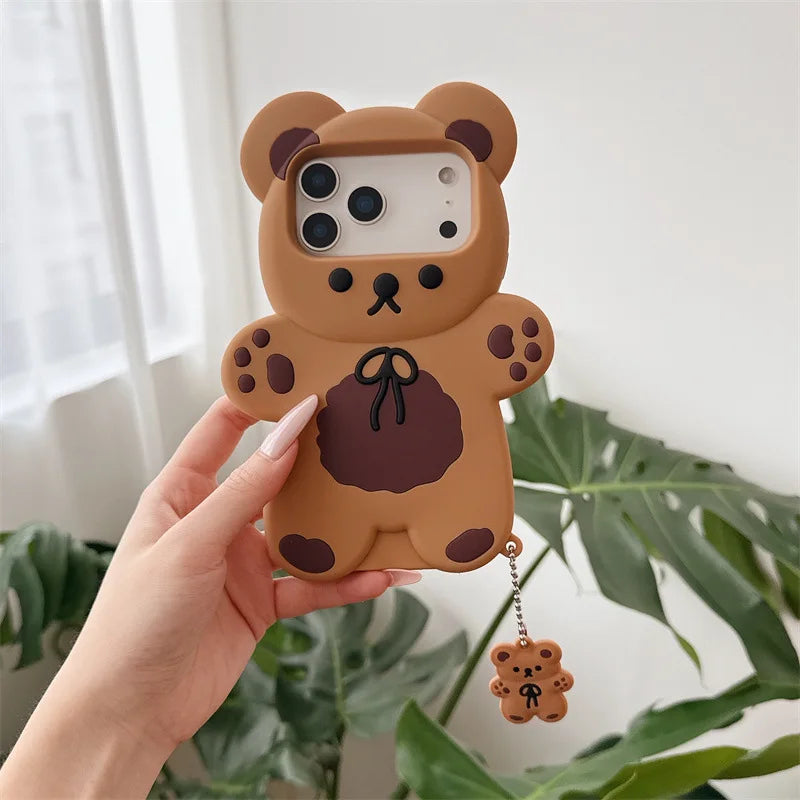 3D Cartoon Bear Soft Silicone Phone Case For iPhone