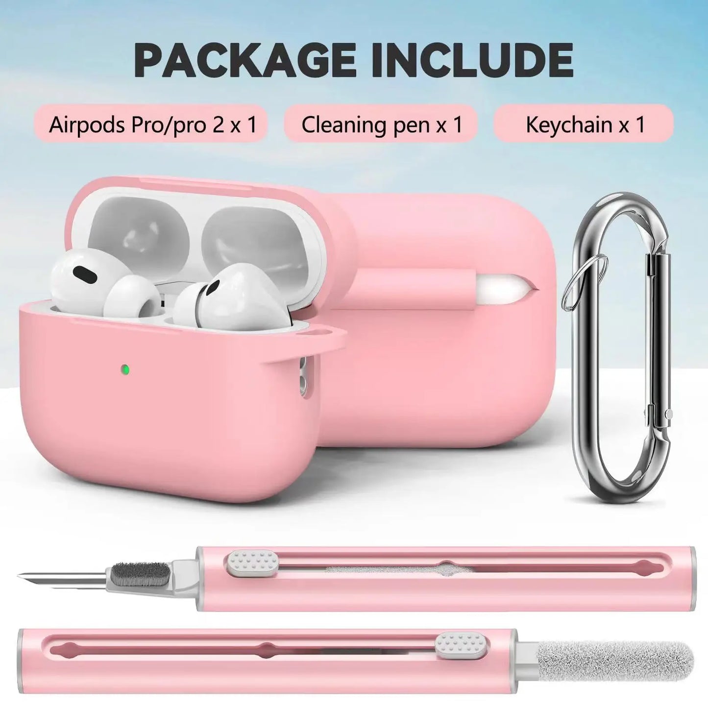 AirPods Pro Case Cover with Cleaner Kit,Soft Silicone Protective Case for Apple AirPod Pro 2nd/1st