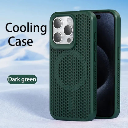 Cooling Heat Dissipation Magsafe Magnetic Phone Case For iPhone 16 14 15 13 12 11 Pro Max Plus Breathable Grid Hard Back Cover