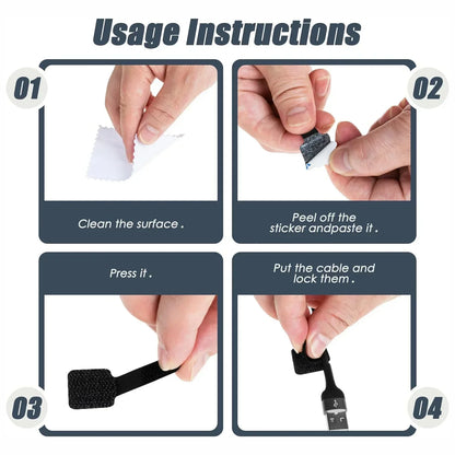 Reusable Cable Organizer Desk Wire Winder Cable Tie Organizer Self Adhesive Cord Rope Holders Cord Protection Straps