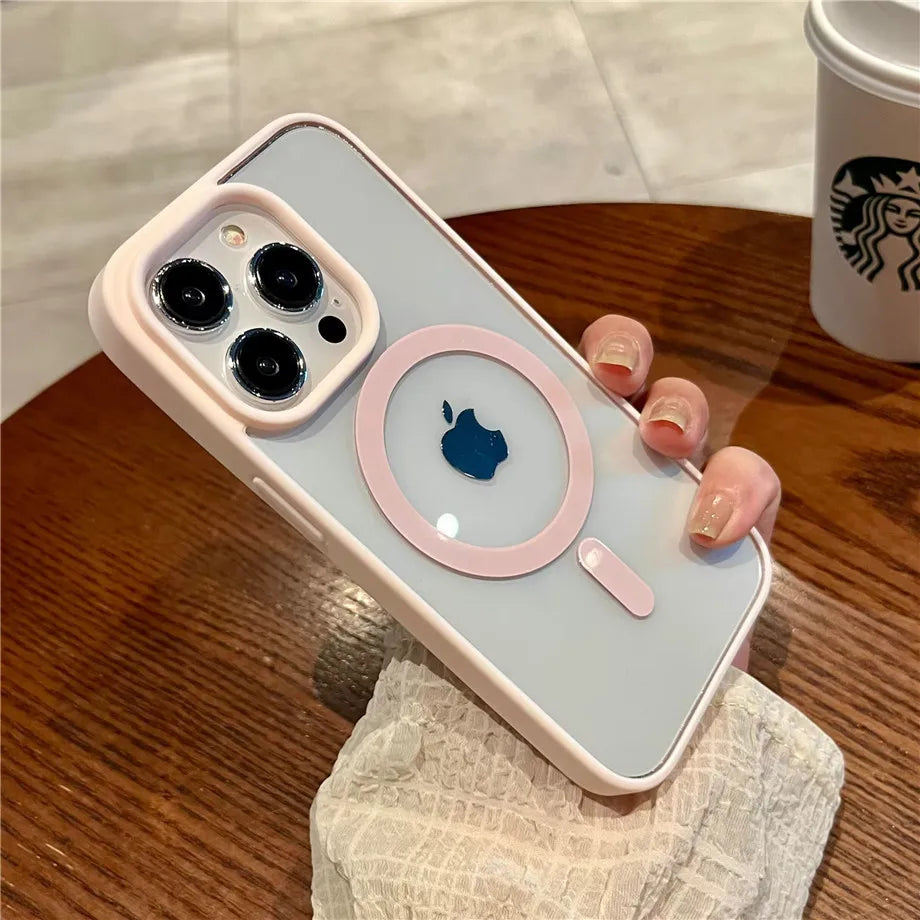 Luxury Magnetic Wireless Charge For Magsafe Case for iPhone 16 15 14 Plus 13 12 11 Pro Max Shockproof Transparent Bumper Cover