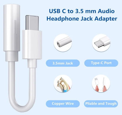 USB C to 3.5mm Headphone Jack Adapter Type C Audio Aux Cable Dongle
