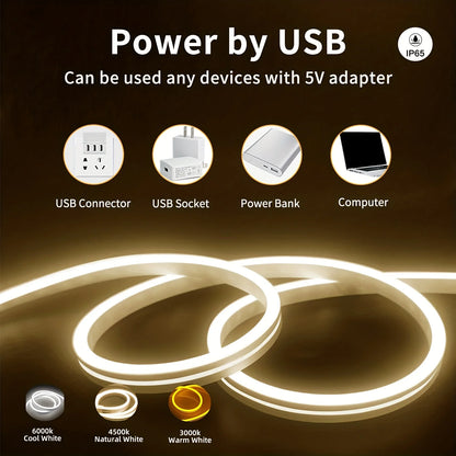 Neon LED Light Strip 5V USB Motion Sensor Dimmer Switch Flexible Waterproof Silicone Neon Sign Rope Tupe For Home Outdoor Decor