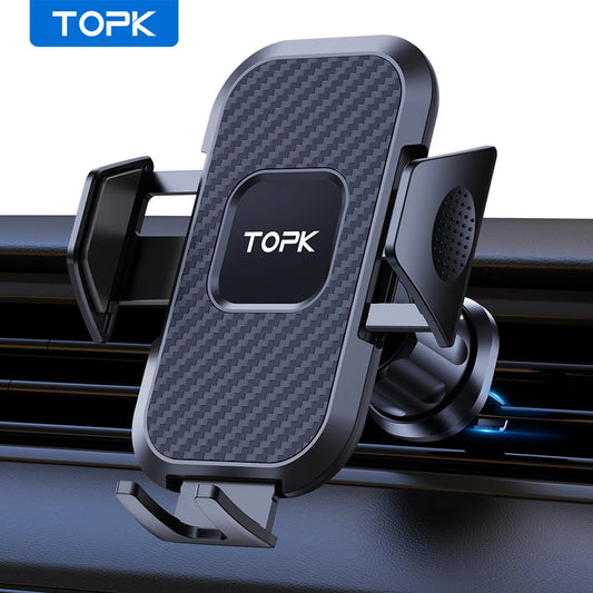 TOPK Car Phone Holder Mount Air Vent Upgrade Auto-Locking Hook Clip Universal for iPhone 16 15 14 13 Pro Max Samsung S25 Ultra