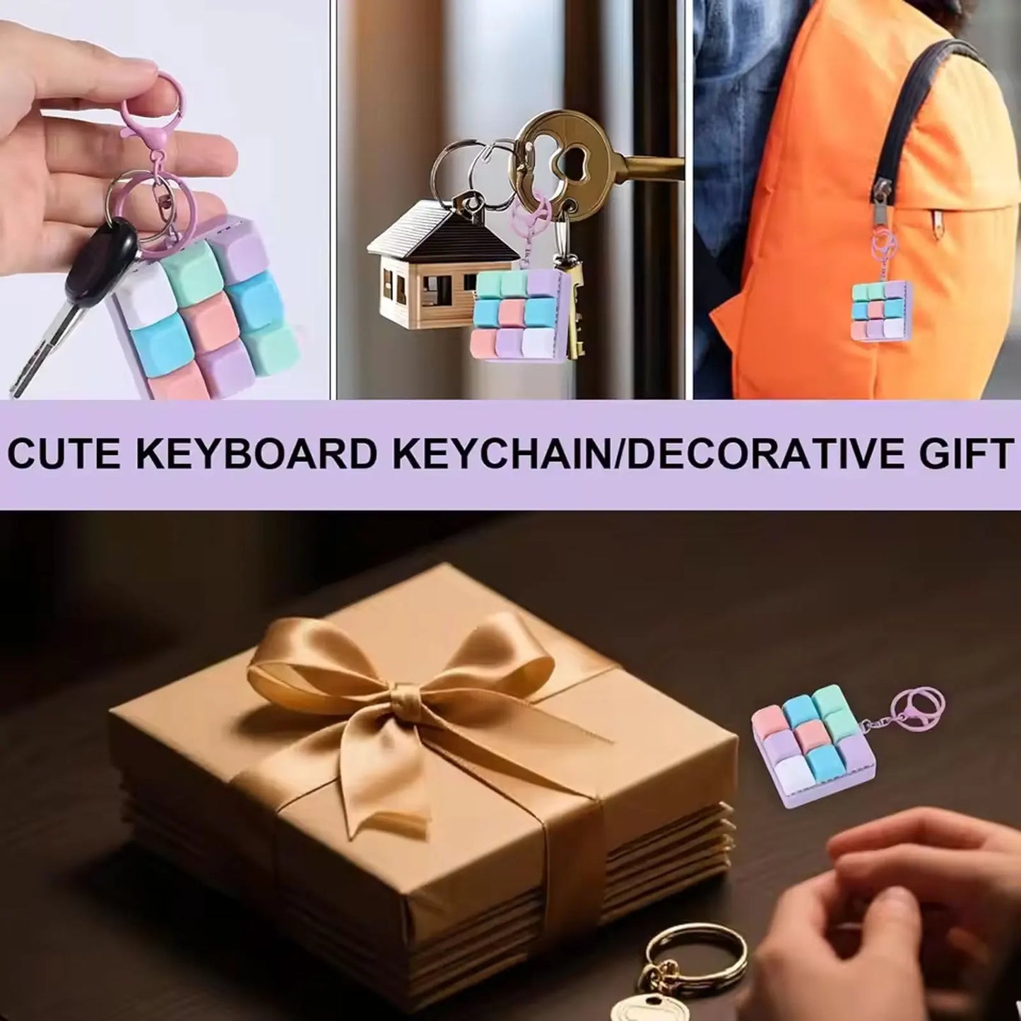Fidget Toy Nine-key Keyboard Keychain Button Fidget Gifts for Adults to Relieve Stress Can Be Assembled Freely Random Colors