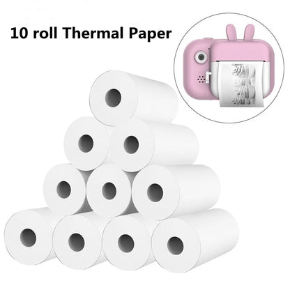 10 Rolls White Children Camera Wood Pulp Thermal Paper Instant Print Kids Camera Printing Paper Replacement Accessories Parts