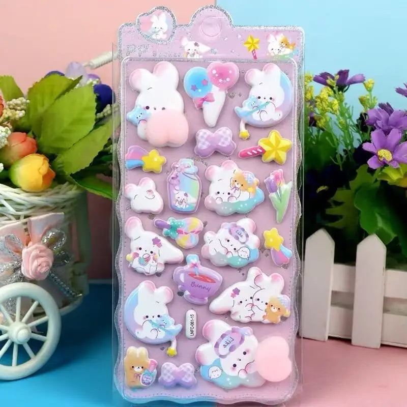 1 Sheet 3D Cute Animal Butt Stickers, Stress Relief Puffy Squishy Sticker for DIY Scrapbook Guitar Phone Case Laptop Decal
