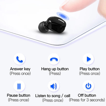 X9 Wireless Earphone Bluetooth-compatible 5.0 With Mic Single in-Ear Sports Headset For iPhone Samsung Stereo Sound Headphones
