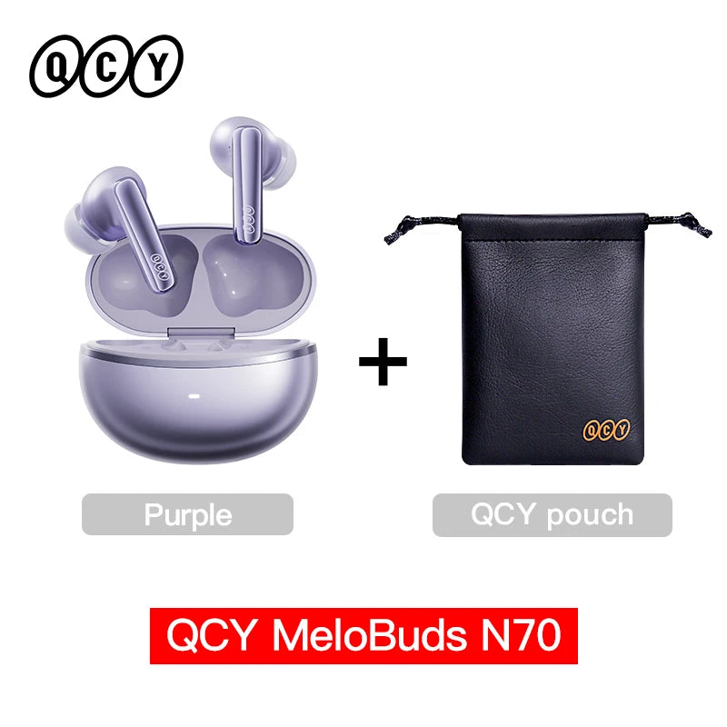 QCY MeloBuds N70 Adaptive ANC Wireless Earbuds Bluetooth 6.0 LDAC Hi-Res Audio 6 Mics Wireless Charging Earphones 50Hrs IPX5