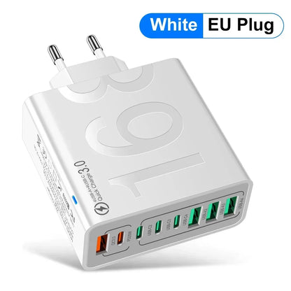 Total 150W 8 Ports USB C Charger Fast Charging PD  Mobile Phone Quick Charger 3.0 Wall Adapter For iPhone Samsung Xiaomi Huawei