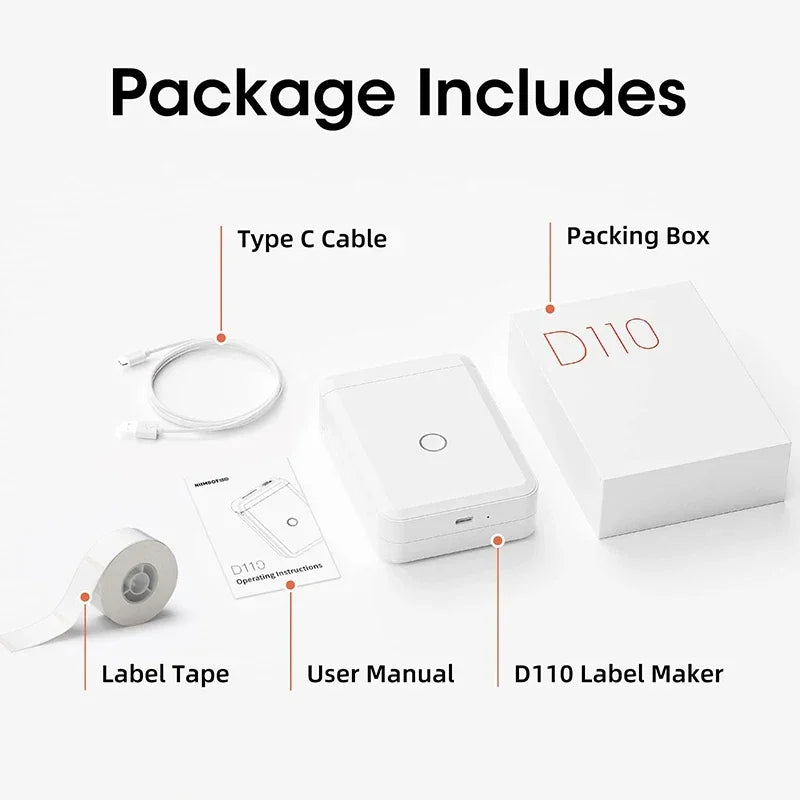 Niimbot D110 Portable Mini Printer Thermal Adhesive Sticker Label Printer Inkless Pocket Label Maker UV Printer For Mobile Label