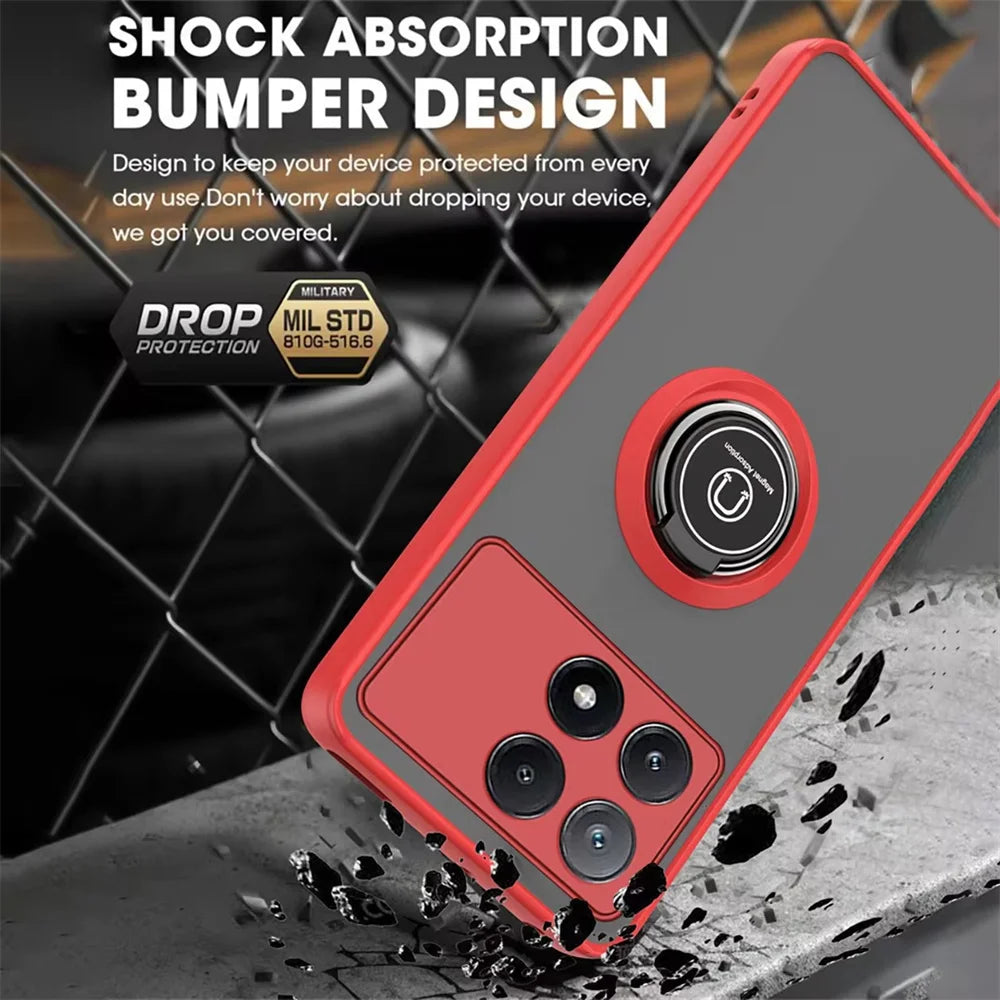 Ring Stand Holder Phone Case For POCO X6 X7 X5 X4 X3 F6 F5 F4 GT F3 Pro Shockproof Magnetic Cover For POCO M6 M5 M3 Pro 5G Funda