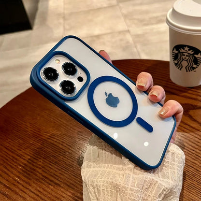 Luxury Transparent Magnetic Case For iPhone 16 15 14 13 12 11 Pro Max Plus For Magsafe Wireless Charge Shockproof Bumper Cover